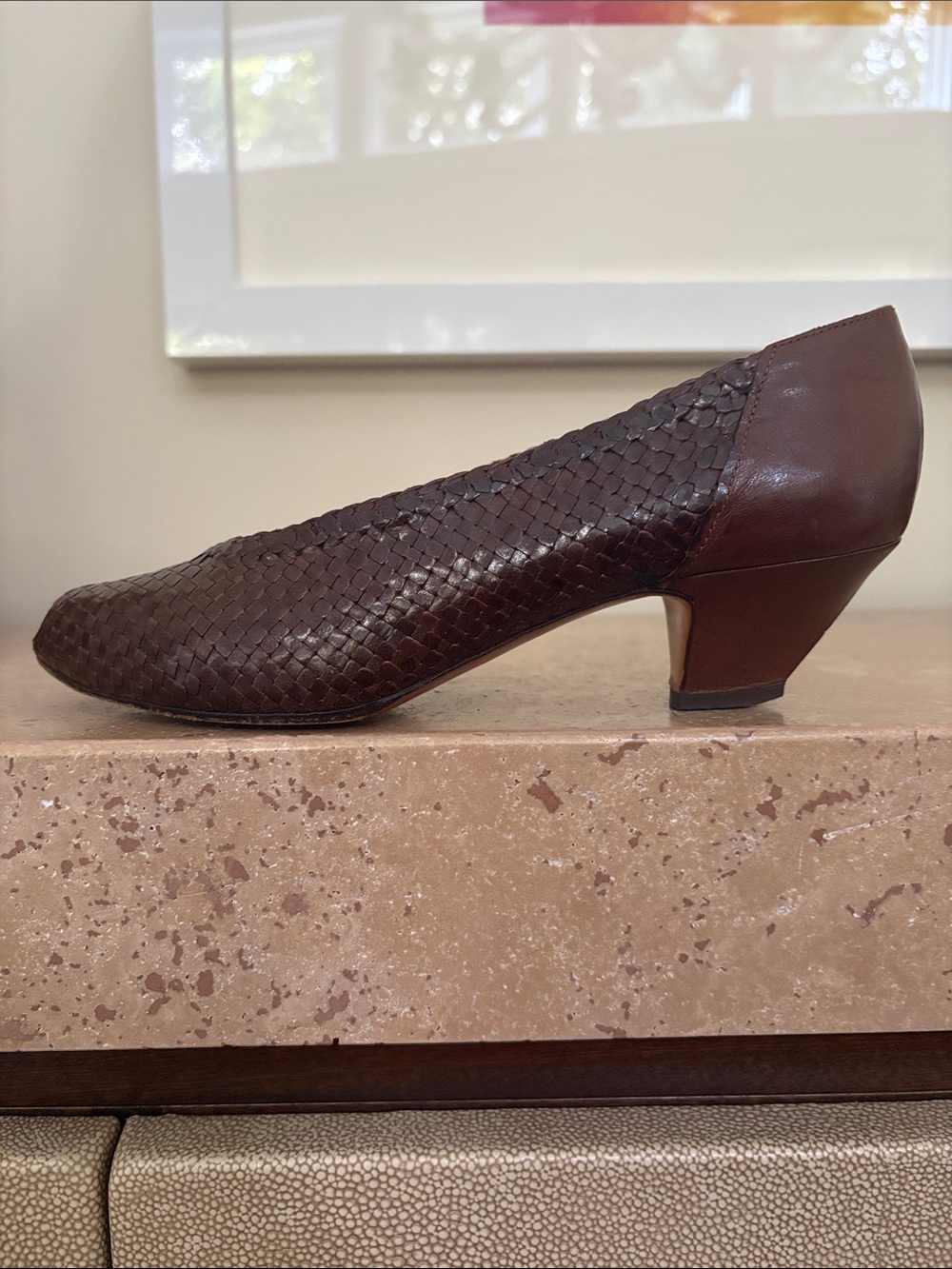 🔥HP🔥VTG Stéphane Kélian Paris, Brown Woven Pointed-Toe Pumps - Picture 5 of 17